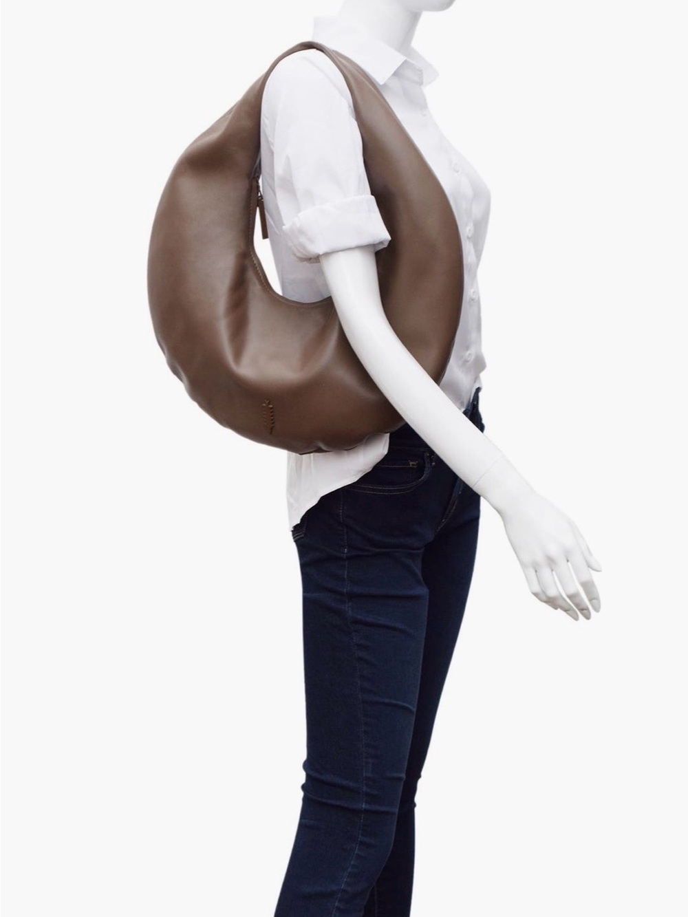 Thacker Ceil Leather Hobo Bag Mushroom Brown